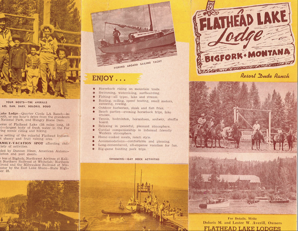 Early brochure for Flathead Lake Lodge- Credit  Kellogg Collection