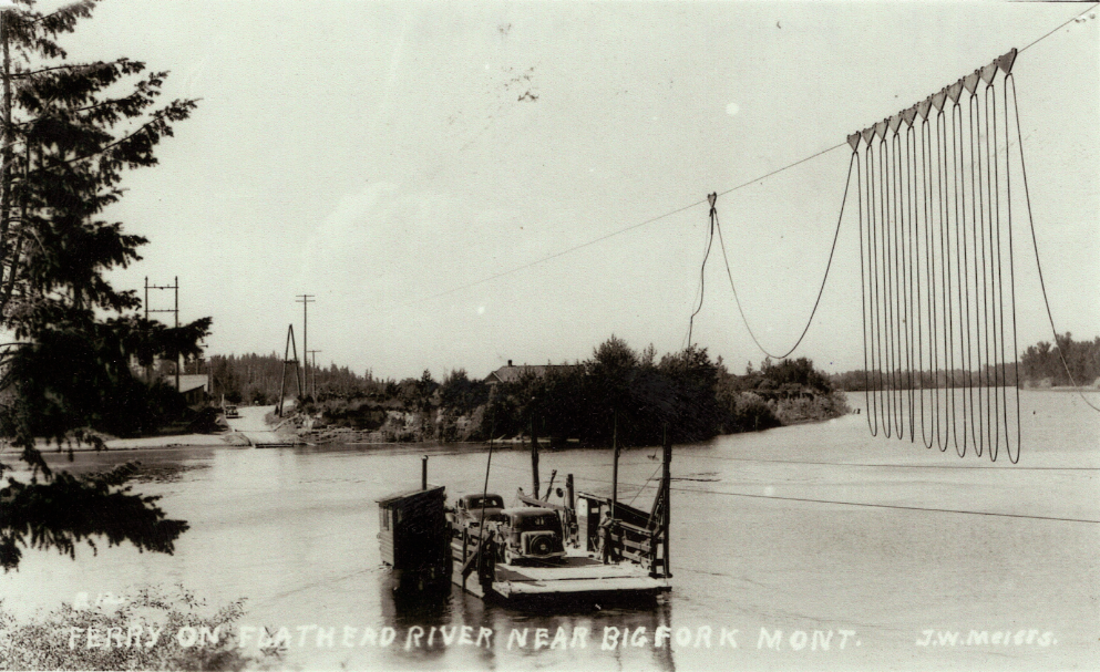 The Holt Ferry which was electrically powered moving cars sometime in the 1930s or 1940s. Credit - Left image Elemer Sprunger 