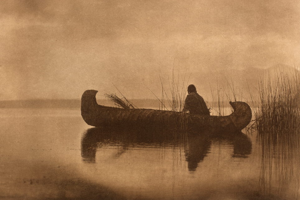 Kootenai hunter in canoe by Edward Curtis.  Credit - UM Mansfield Library