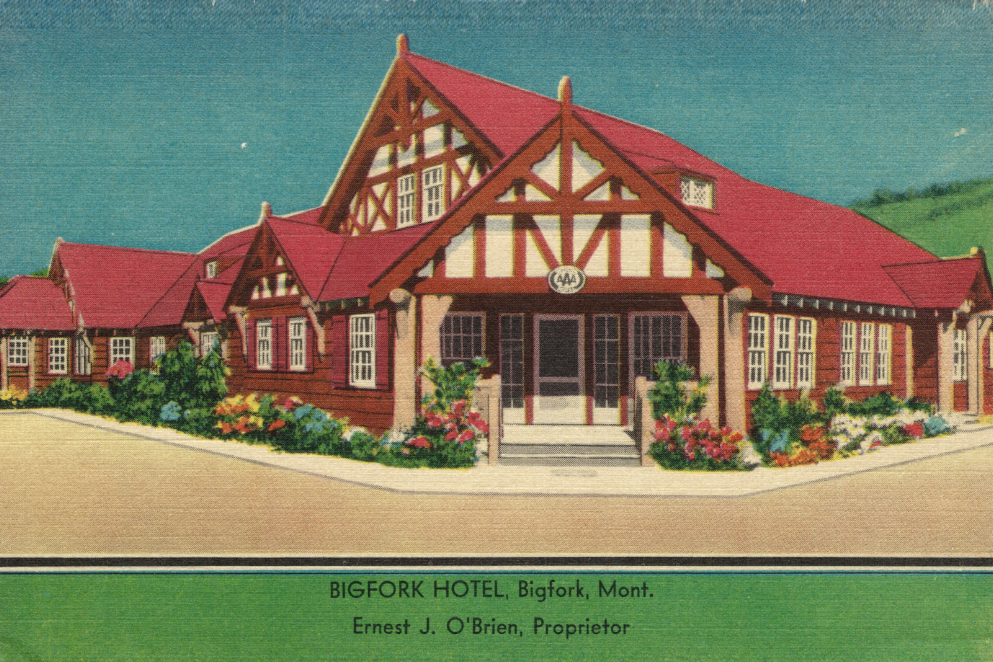 Bigfork Hotel postcard circa 1940s. Credit - Kellogg Collection